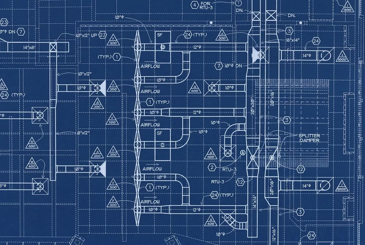 HVAC ductwork and airflow engineering blueprint